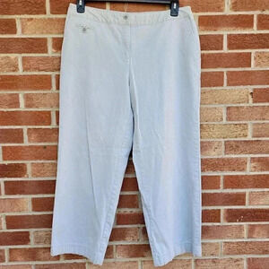 J. Jill Pants Women's Size 14 Stretch Ankle Crop Beige Wide Leg Pockets